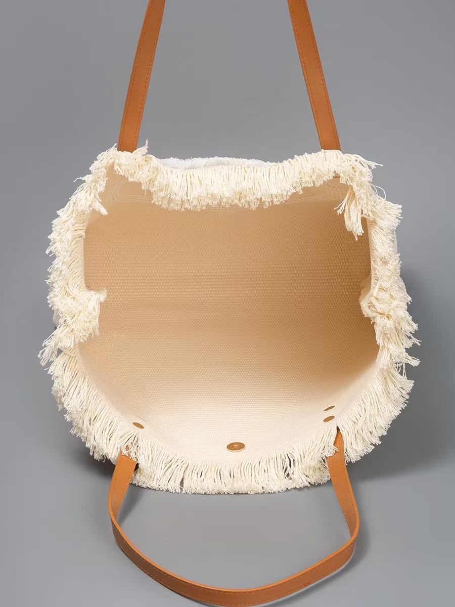 Borsa tote in rafia con toppa  - Women'S Raffia Bags recensione e prezzo